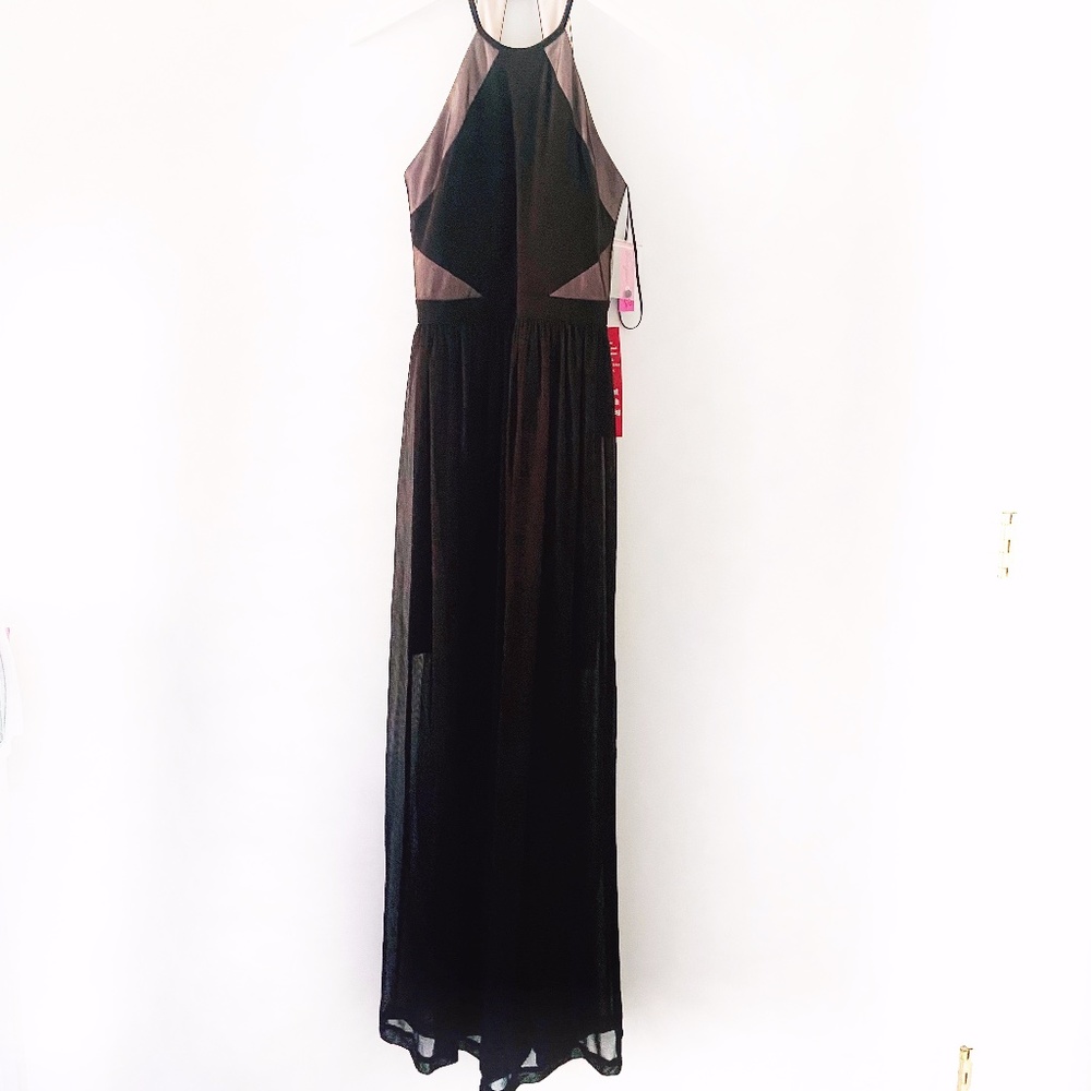 Special Occasion Sheer panel Halter Dress Gown